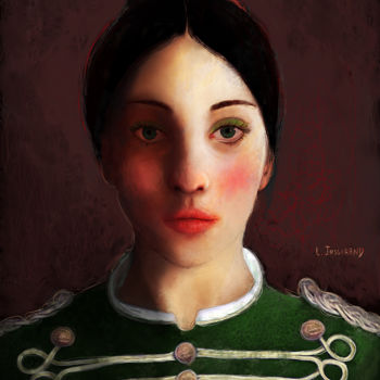 Digitale Kunst mit dem Titel "Joséphine la Hussar…" von L. Joss, Original-Kunstwerk, Digitale Malerei