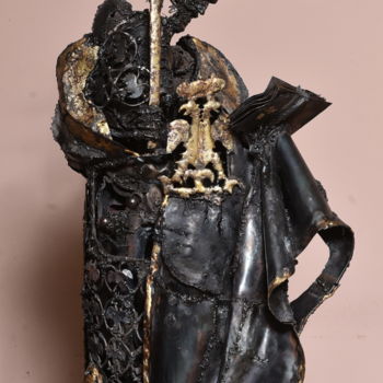 Sculpture titled "Undressing Emperor" by Ljuba, Original Artwork, Metals
