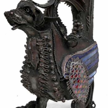Escultura titulada "Griffon with colore…" por Ljuba, Obra de arte original, Metales