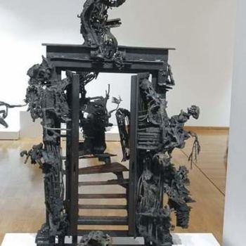 Sculpture titled "Door to the Hell" by Ljuba, Original Artwork, Metals