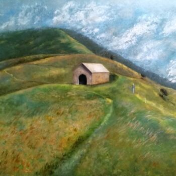 Painting titled "On the way to Monte…" by Ljubov Ananina, Original Artwork, Oil Mounted on Wood Stretcher frame