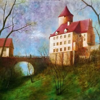 Pintura titulada "Spring at the castle" por Ljubov Ananina, Obra de arte original, Oleo Montado en Bastidor de camilla de ma…