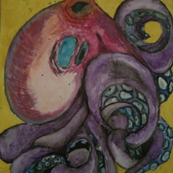 Peinture intitulée "Acid octopus" par Mila Tkachenko, Œuvre d'art originale, Aquarelle