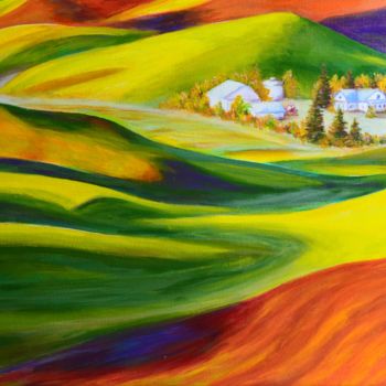 Painting titled "hills of the state…" by Liudmila Khapatko, Original Artwork, Acrylic