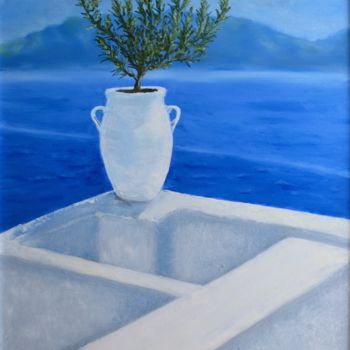 Painting titled "Santorini. Fragment" by Liudmila Khapatko, Original Artwork, Oil