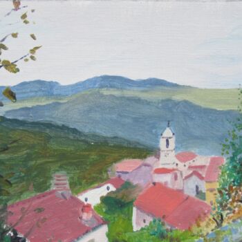 Ζωγραφική με τίτλο "Village d'Ucciani e…" από Lledo, Αυθεντικά έργα τέχνης, Λάδι