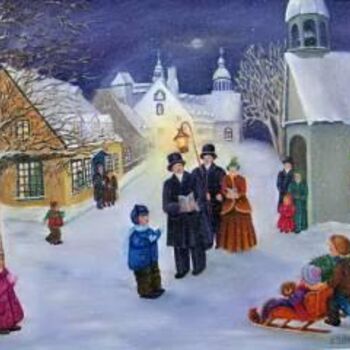 Peinture intitulée "Noël d'antan sur la…" par L.Lefèbvre, Œuvre d'art originale
