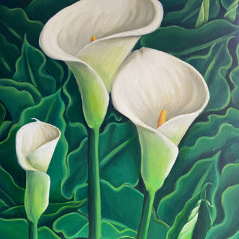 Malarstwo zatytułowany „Arum Lilies” autorstwa Lucy Linton-Smith, Oryginalna praca, Akryl