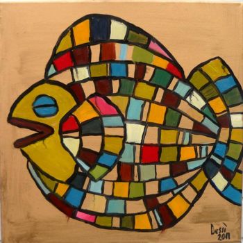 Pittura intitolato "faccia del pesce" da Llopa, Opera d'arte originale, Olio