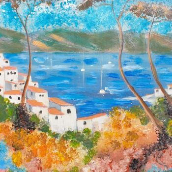 Malerei mit dem Titel "Cote d'Azur" von Llory Czarnecka, Original-Kunstwerk, Acryl