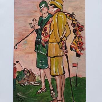 Painting titled "Dwie Golfistki" by Llory Czarnecka, Original Artwork, Acrylic