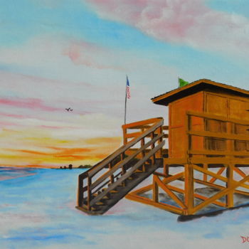 Painting titled "Yellow Lifeguard St…" by Lloyd Dobson, Original Artwork, Oil