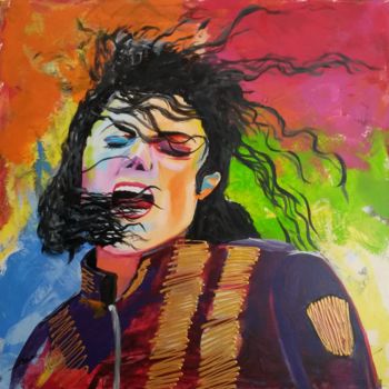 Картина под названием "Michael Jackson. mo…" - Lluís Miró, Подлинное произведение искусства, Акрил