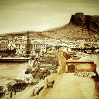 Painting titled "el port en 1800" by Paco Ibañez  Prieto, Original Artwork