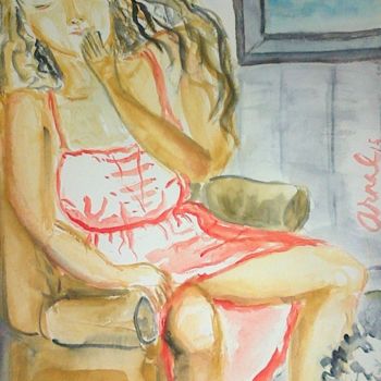 Peinture intitulée "Tendresse ET Erotis…" par Lm Arnal, Œuvre d'art originale, Aquarelle