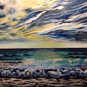 Pintura intitulada "Ciel et mer 01" por Ln, Obras de arte originais, Acrílico