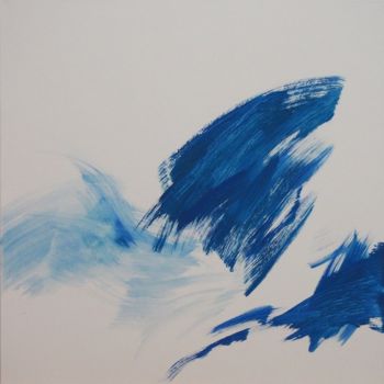 Pittura intitolato "Carré bleu moyen 1" da Ln Le Cheviller, Opera d'arte originale, Acrilico
