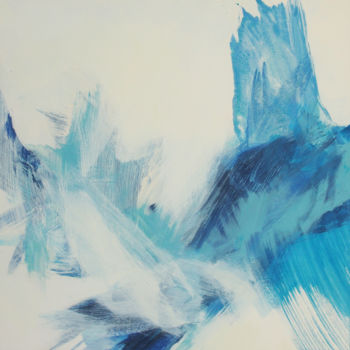Pintura titulada "Carré bleu moyen 4" por Ln Le Cheviller, Obra de arte original, Acrílico