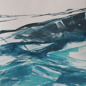 Gravures & estampes intitulée "surface de la mer 20" par Ln Le Cheviller, Œuvre d'art originale, Monotype