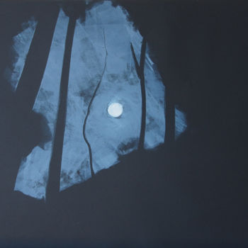 Gravures & estampes intitulée "Nocturne - 8" par Ln Le Cheviller, Œuvre d'art originale, Monotype