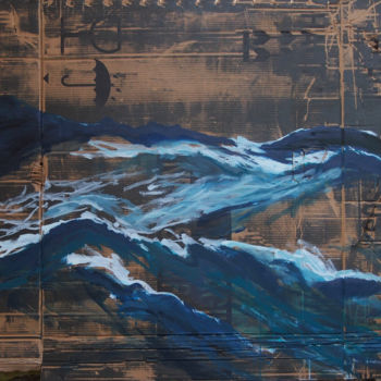 Картина под названием "Surface de la mer 27" - Ln Le Cheviller, Подлинное произведение искусства, Акрил