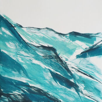 Estampas & grabados titulada "Surface de la mer -…" por Ln Le Cheviller, Obra de arte original, Monotipia