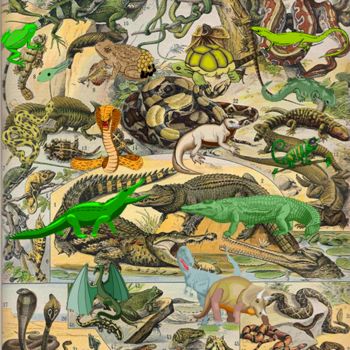 Digital Arts titled "Reptiles" by Ln Le Cheviller, Original Artwork, 2D Digital Work