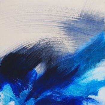 Картина под названием "petit carré bleu  1" - Ln Le Cheviller, Подлинное произведение искусства, Акрил