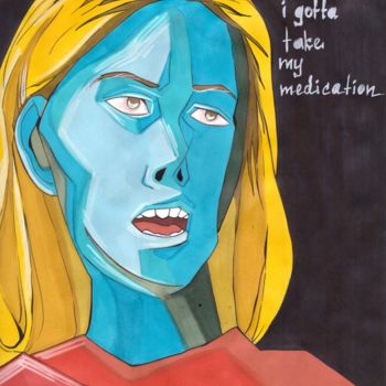 Dessin intitulée "Medication" par Polina Loban, Œuvre d'art originale, Marqueur