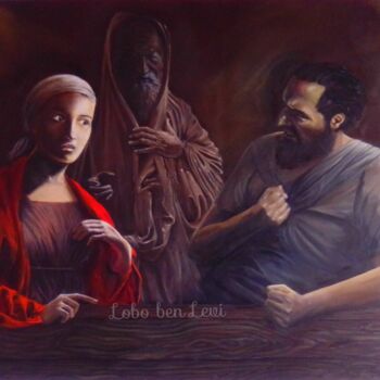 Painting titled "Shaul, Shmuel and t…" by Lobo Ben Levi, Original Artwork, Oil Mounted on Wood Stretcher frame
