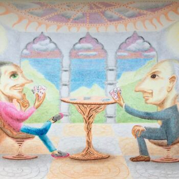 Painting titled "The game" by Vitaly Lobov, Original Artwork, Conté