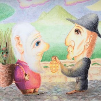 Картина под названием "Incognito" - Vitaly Lobov, Подлинное произведение искусства, Цветные карандаши