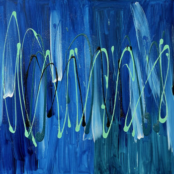 Malerei mit dem Titel "Rêve turquoise" von Lodala, Original-Kunstwerk, Acryl Auf Keilrahmen aus Holz montiert