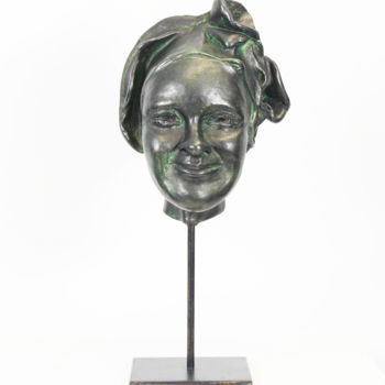 Sculptuur getiteld "Sourire n°1/8" door Lode, Origineel Kunstwerk, Gips Gemonteerd op Metaal