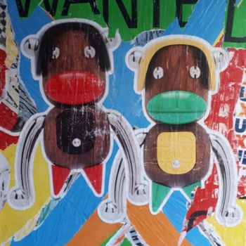 Colagens intitulada "Monkey's" por Lo Despres, Obras de arte originais, Papel