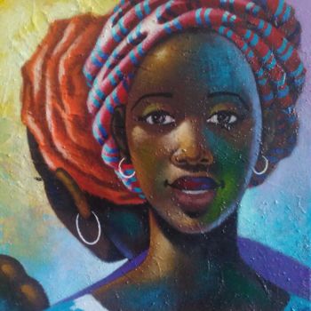 Peinture intitulée "LA BEAUTÉ AFRICAINE" par Odiphate Badila, Œuvre d'art originale, Acrylique