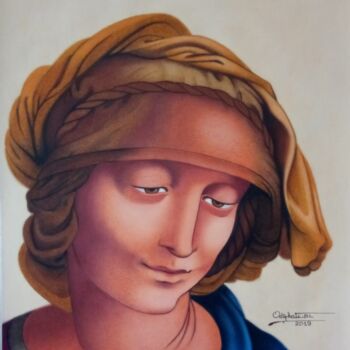 Painting titled "Tête de Saint Anne…" by Odiphate Badila, Original Artwork, Pastel