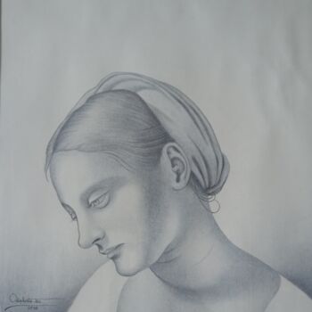 Desenho intitulada "Tête de femme" por Odiphate Badila, Obras de arte originais, Pastel