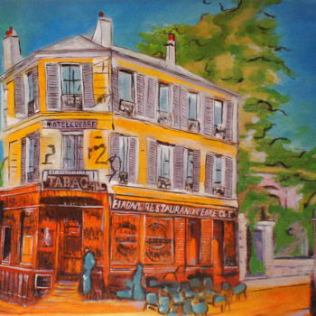 Painting titled "L'hôtel du cèdre" by Loetitia Lemaire, Original Artwork