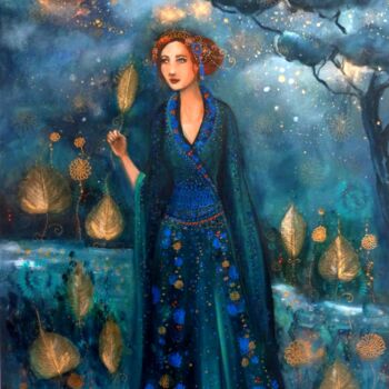 Peinture intitulée "Magie bleue" par Loetitia Pillault, Œuvre d'art originale, Acrylique Monté sur Châssis en bois