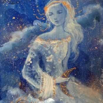 「Féerie bleue」というタイトルの絵画 Loetitia Pillaultによって, オリジナルのアートワーク, アクリル ウッドパネルにマウント