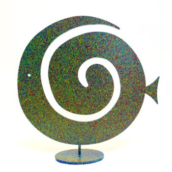Scultura intitolato "Spiral fish" da Luca Peppoloni, Opera d'arte originale, Metalli