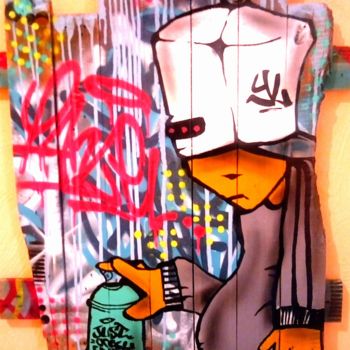 Peinture intitulée "Le graffeur" par Yanle, Œuvre d'art originale, Bombe aérosol