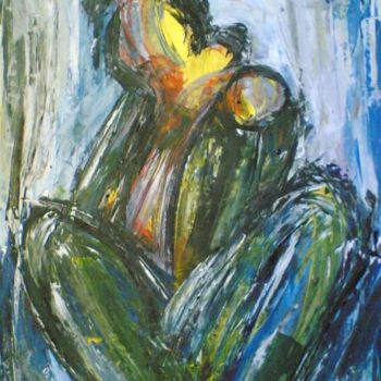 Peinture intitulée "A woman carrying a…" par Khaled El Halapy, Œuvre d'art originale