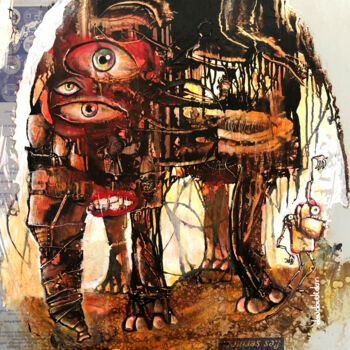 Картина под названием "Ridiculum elephantis" - Loic Tarin (Doudoudidon), Подлинное произведение искусства, Акрил