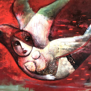 Painting titled "Dame-oiselle" by Loic Tarin (Doudoudidon), Original Artwork, Acrylic