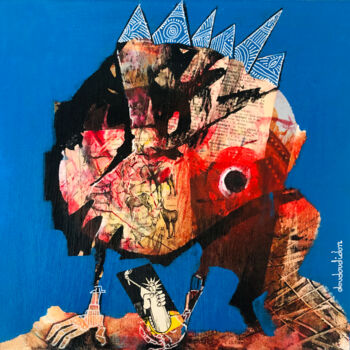 Peinture intitulée "Monstre sur fond bl…" par Loic Tarin (Doudoudidon), Œuvre d'art originale, Acrylique Monté sur Châssis e…