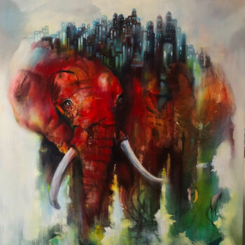Peinture intitulée "Ado d'éléphant" par Loic Tarin (Doudoudidon), Œuvre d'art originale, Acrylique