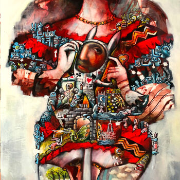 Malarstwo zatytułowany „Cathédrale, côté ca…” autorstwa Loic Tarin (Doudoudidon), Oryginalna praca, Akryl