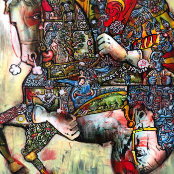 Картина под названием "Nosce te Ipsum" - Loic Tarin (Doudoudidon), Подлинное произведение искусства, Акрил Установлен на Дер…